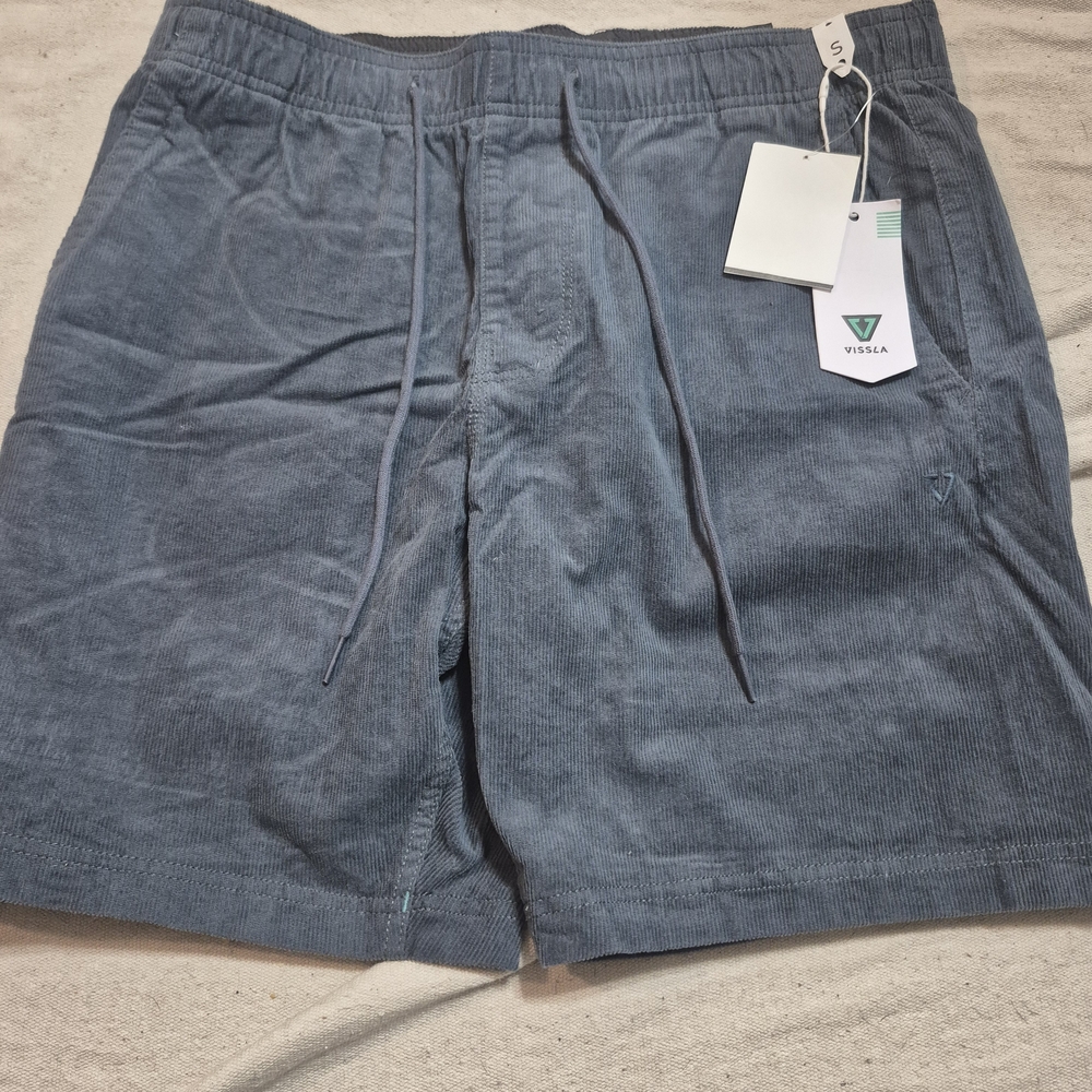 Vissla Men's Blue Corduroy Drawstring Shorts Brand New